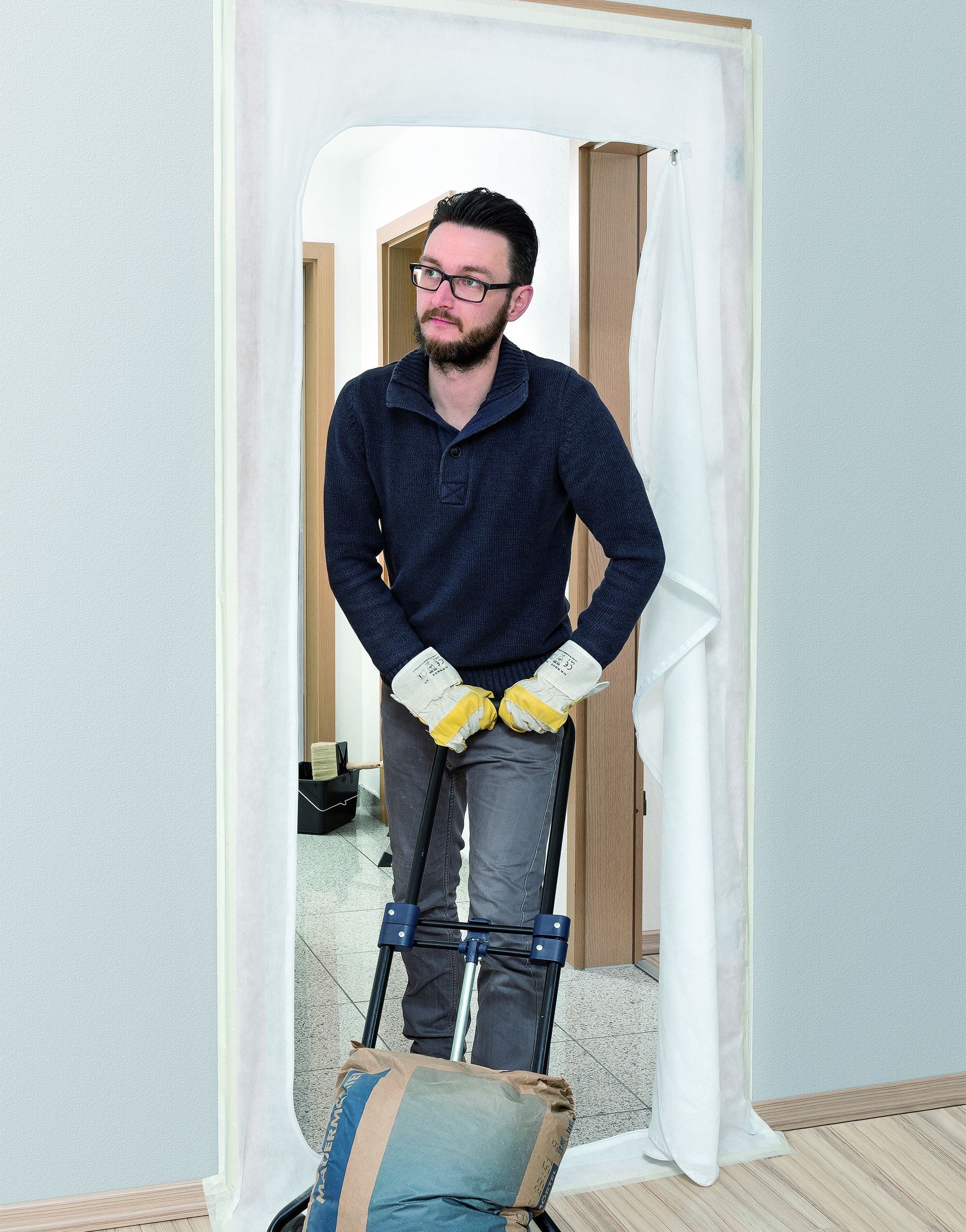 Kurtyna przeciwpyłowa ⎥ Drzwi remontowe z zamkiem błyskawicznym ⎥ Włóknina / Folia