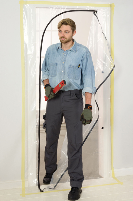 Kurtyna przeciwpyłowa ⎥ Drzwi remontowe z zamkiem błyskawicznym ⎥ Włóknina / Folia