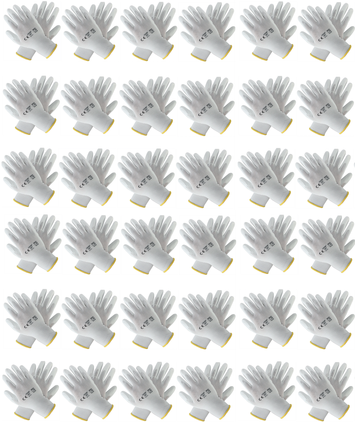 Rękawice nylonowe z powłoką PU ⎥ szare, białe, czarne