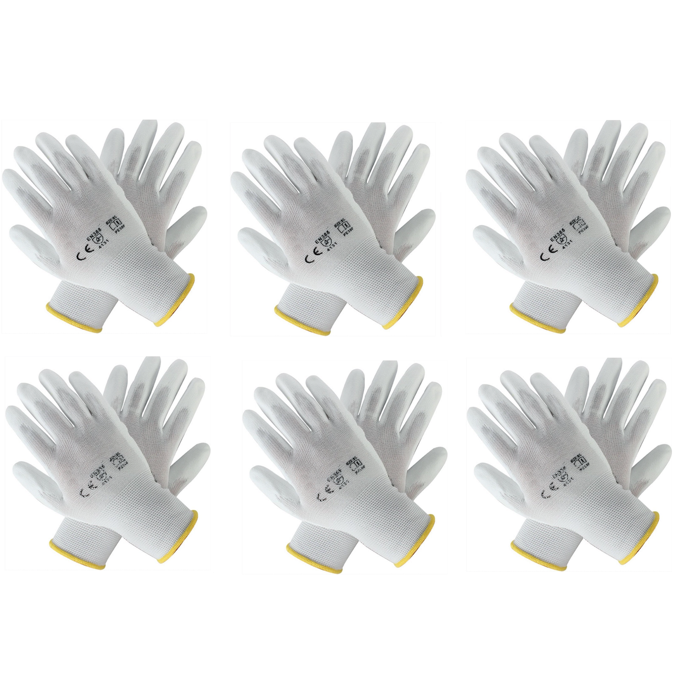 Rękawice nylonowe z powłoką PU ⎥ szare, białe, czarne